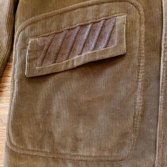 Vtg Corduroy Rancher Jacket Mens 42 Brown Faux Fur Collar Cortefiel Coat Spain - Picture 8 of 12